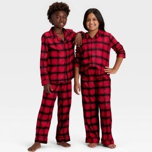 Kids' Plaid Matching Family Pajama Set - Wondershop™ Red/Black XL